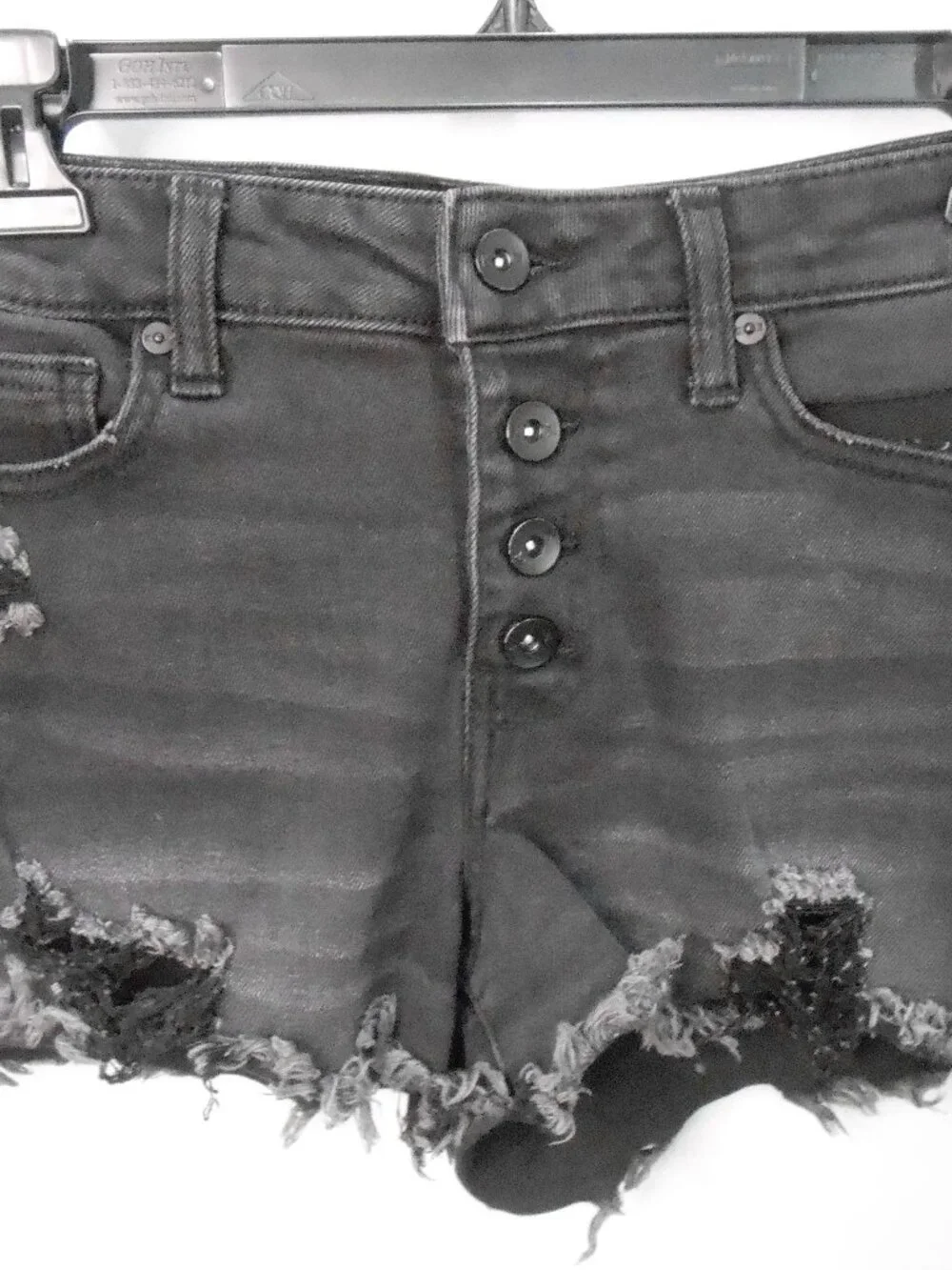 Kendall & Kylie Black Hipster Cut Off Distressed Frayed Denim Shorts Size-5/27